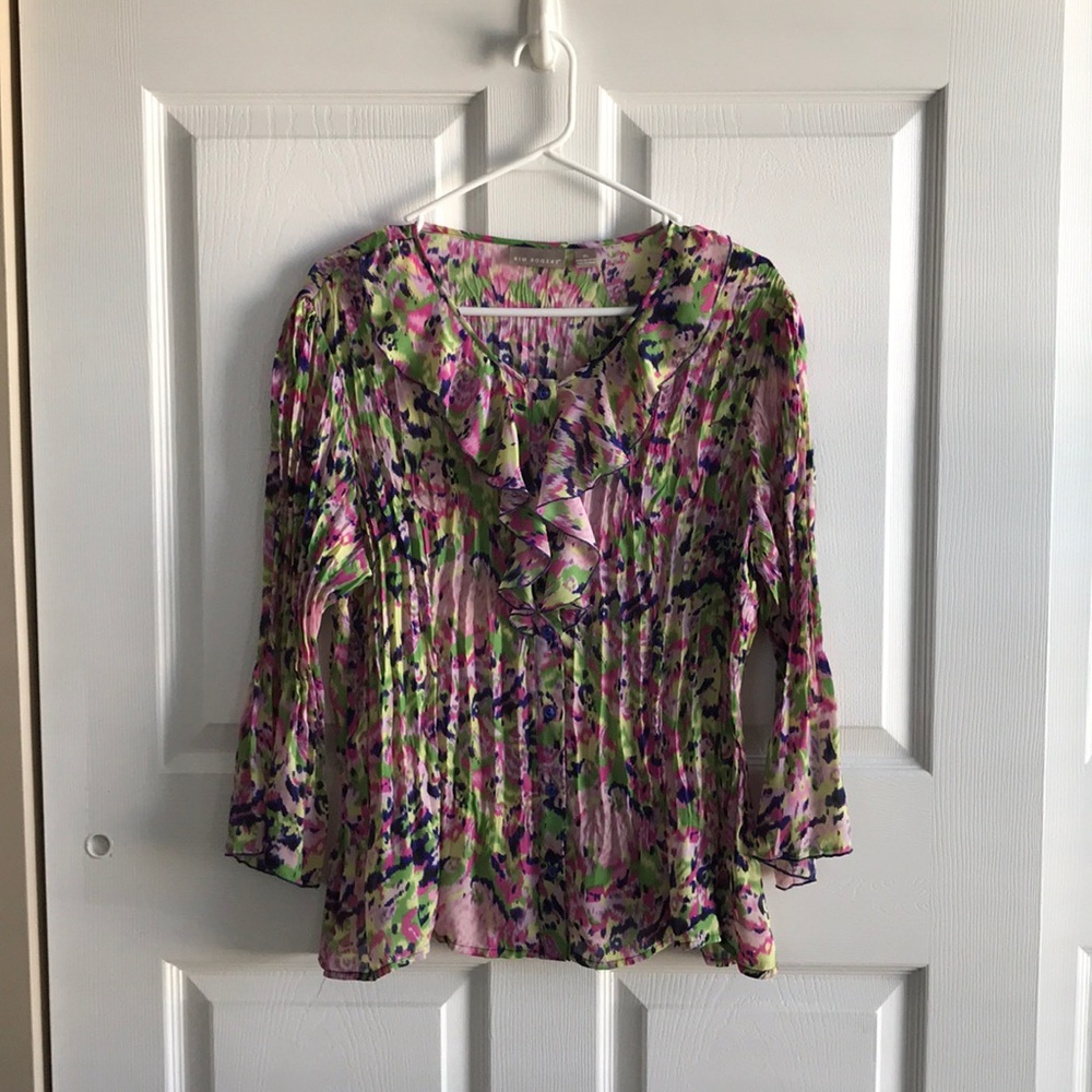 Kim Rogers multicolored ruffle shirt